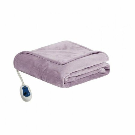 BEAUTYREST 60 x 70 in. Heated Plush Throw - Lavender BR54-0665